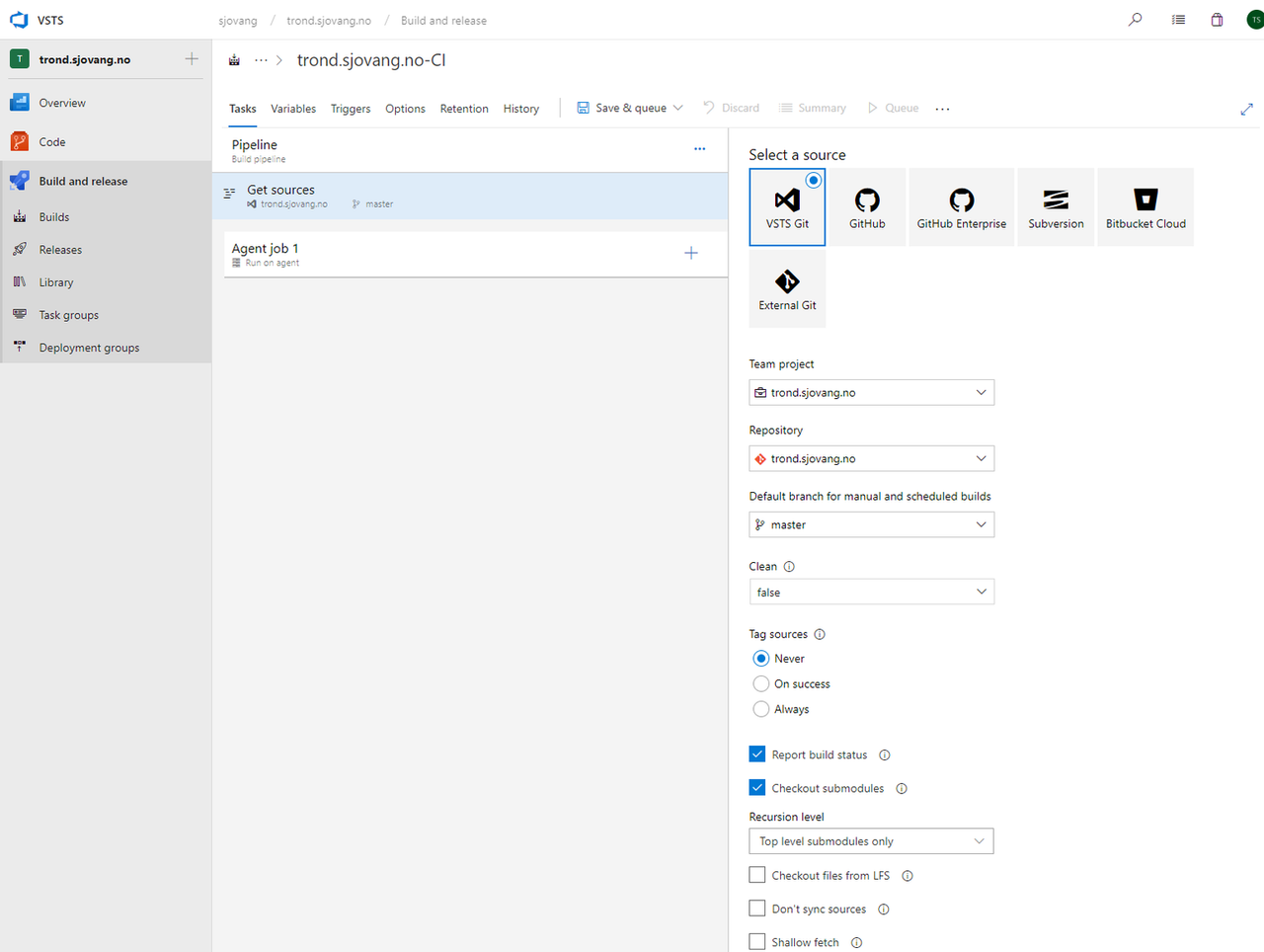 CI/CD pipeline in VSTS